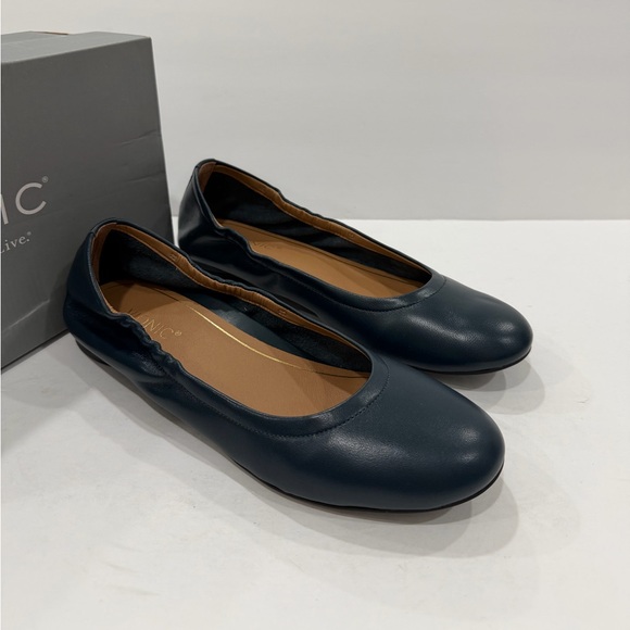 Vionic Shoes - Vionic Leather Ballet Flat Shoes Navy Women’s Slip On